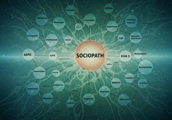 Abstrakte Darstellung einer komplexen Mindmap zum Verständnis von ASPD.