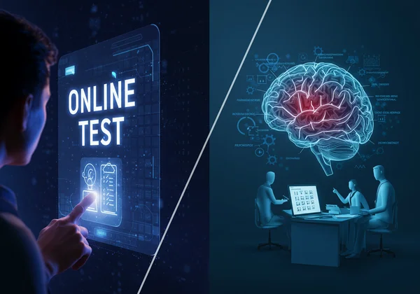 Contrast of quick online test vs formal clinical diagnosis.