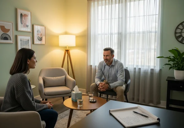 Patient consulting with a mental health professional