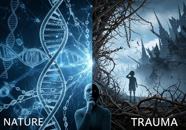 Two paths representing genetic and environmental influences